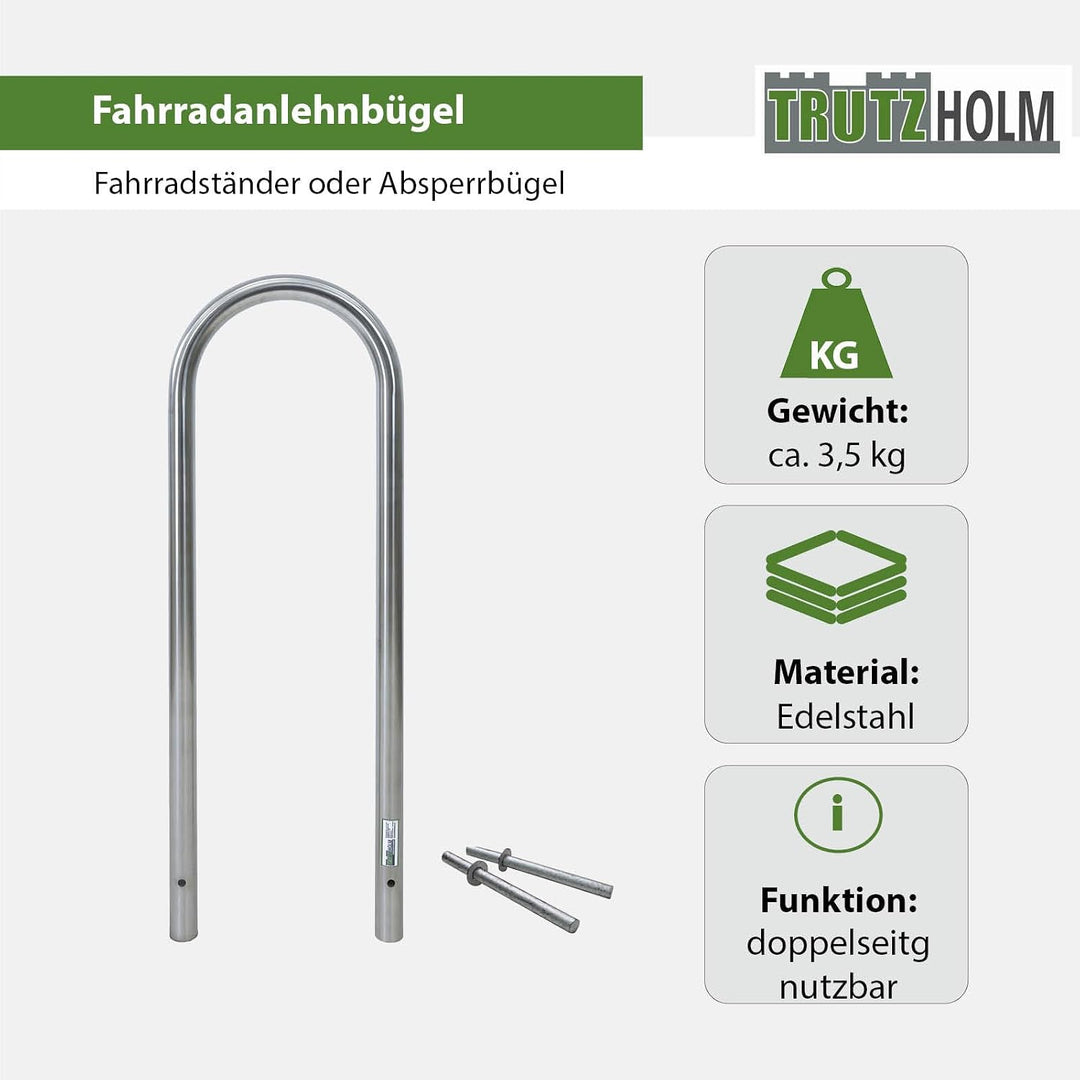 TRUTZHOLM 5X Fahrradanlehnbügel 115x41cm Edelstahl zum Einbetonieren Anlehnbügel Fahrradparker Fahrr