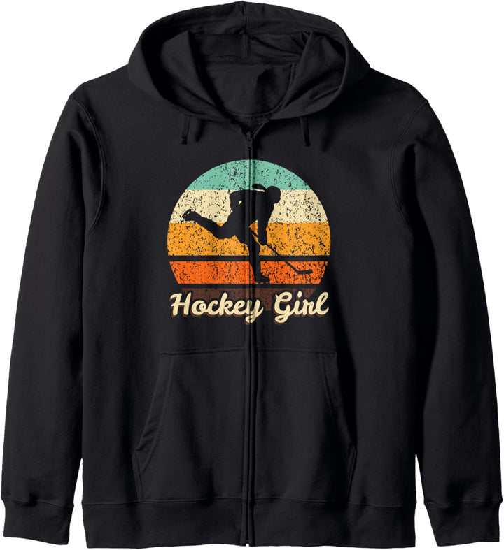 Retro Hockey Girl Vintage Eis-Hockey Geschenk 90s Eis-Hockey Kapuzenjacke