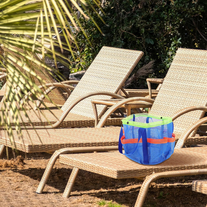 Mehrfachfach Netz Strandtasche für Schwimmen, Sandschutz, Blau