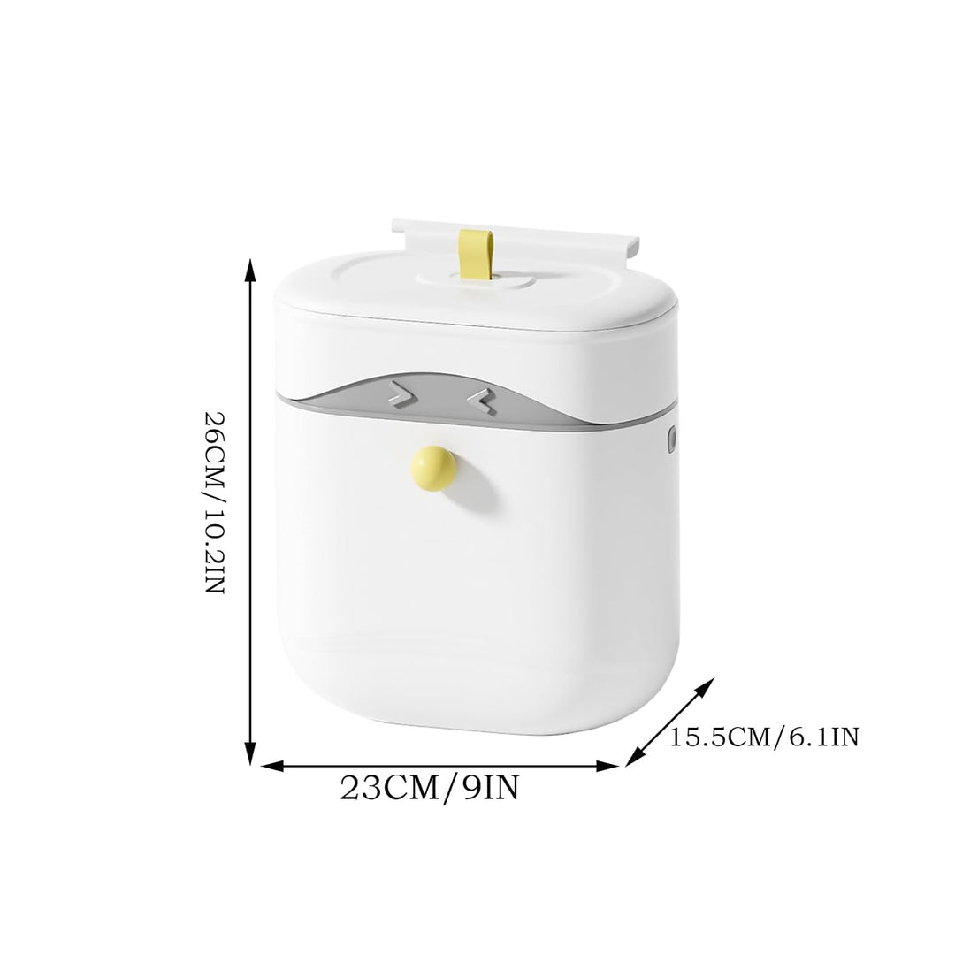 Wall Mounted Trash Can, Space-Saving Garbage Bin with Sealed Lid, 2.5 Gallon Slim Design for Under S