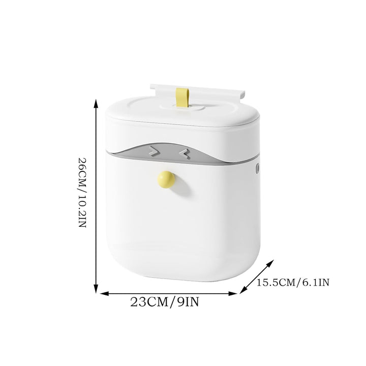 Wall Mounted Trash Can, Space-Saving Garbage Bin with Sealed Lid, 2.5 Gallon Slim Design for Under S