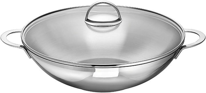 Schulte-Ufer Wave Wok inkl. Ablagegitter, Edelstahl, Silber, 32cm