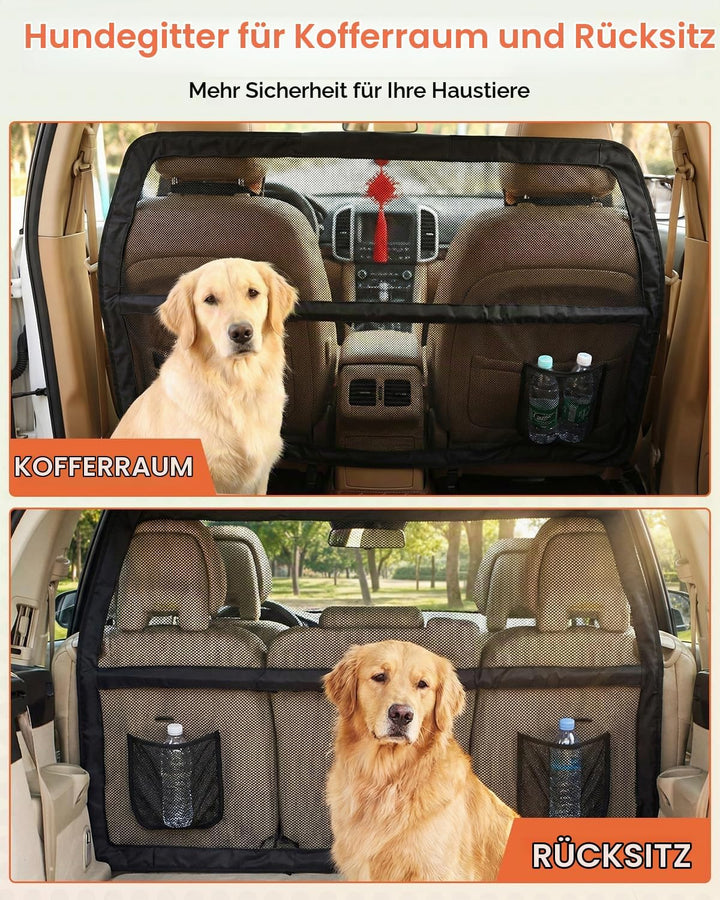 Hundeschutzgitter Hunde Autobarriere 127 cm, Schutznetz Barriere Trennnetz, universell passende Hund