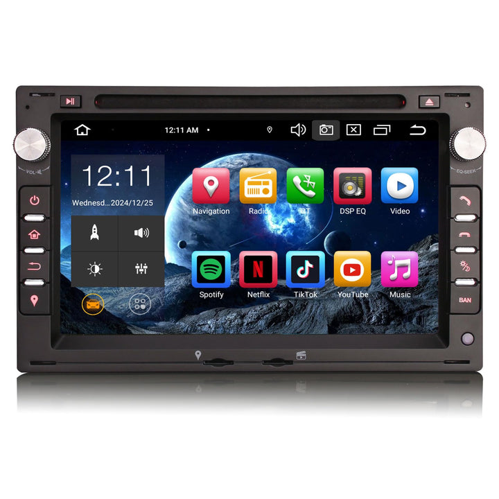 Erisin 8-Kern 4GB+64GB Android 12 Autoradio Bluetooth mit GPS Navigation Für VW T5 Passat Polo Jetta