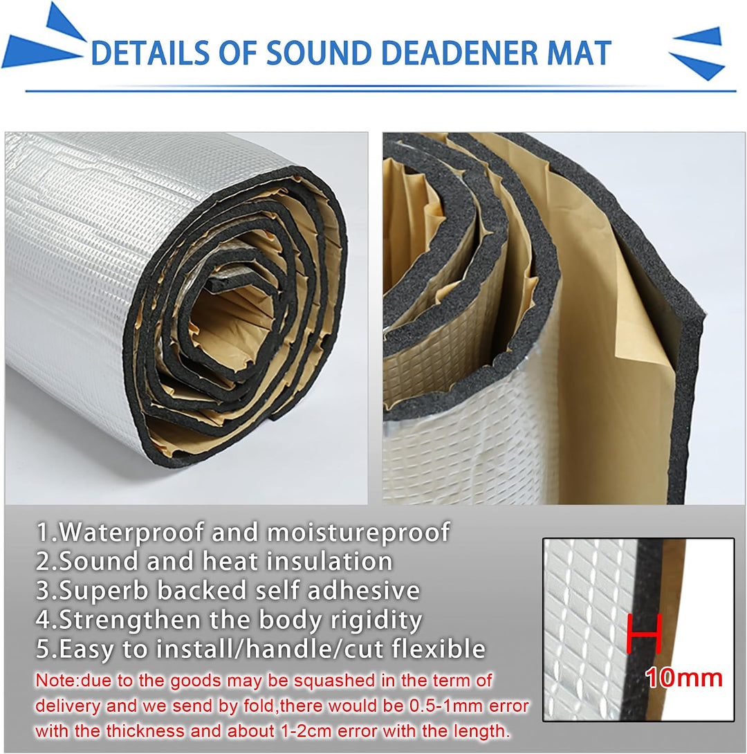 sourcing map 10,77sqft Anti Dröhn Dämmmatte Auto Wärmedämmung Sound Deadener Schalldämpfer Matte 10m