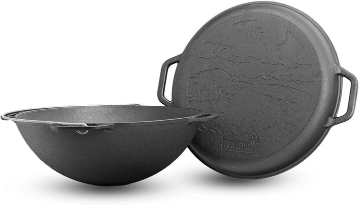 8L Kazan mit Ø36 Uchag Utschak Utschag 2mm stahl Kessel mit Deckel-Bratpfanne aus Gusseisen Kasan Fe