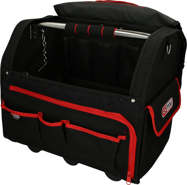 KS Tools 850.0335 ROLLBAG Universal-Werkzeugtasche XL mit Teleskop-Trolly, Rot/Schwarz