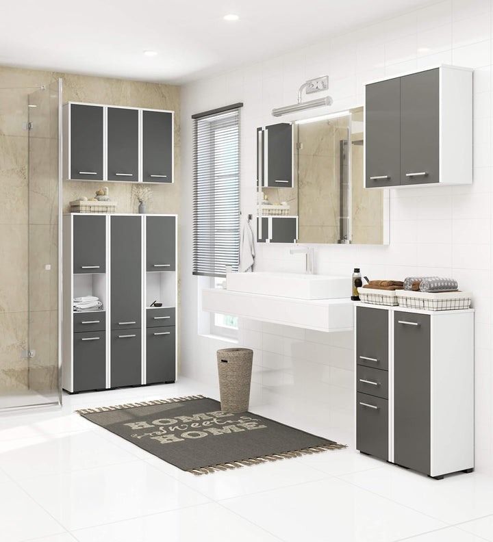 AKORD Stehender Badezimmerschrank schränke | Badezimmer kommode | FIN S30 eintürig | B30 x H82 x T30