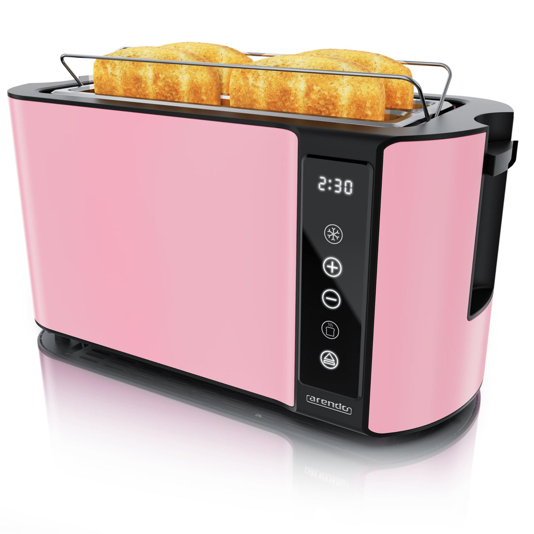 Arendo - Edelstahl Toaster Langschlitz 4 Scheiben - Touchscreen – Doppelwandgehäuse – 1500 W – Integ