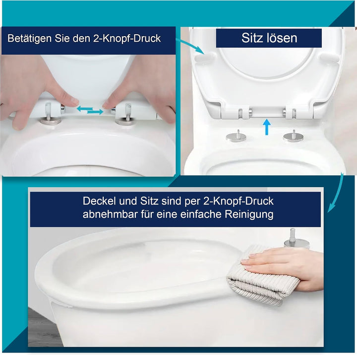 WC Sitz mit Absenkautomatik – Toilettendeckel Duroplast Soft Close – Quick Release Funktion – Univer