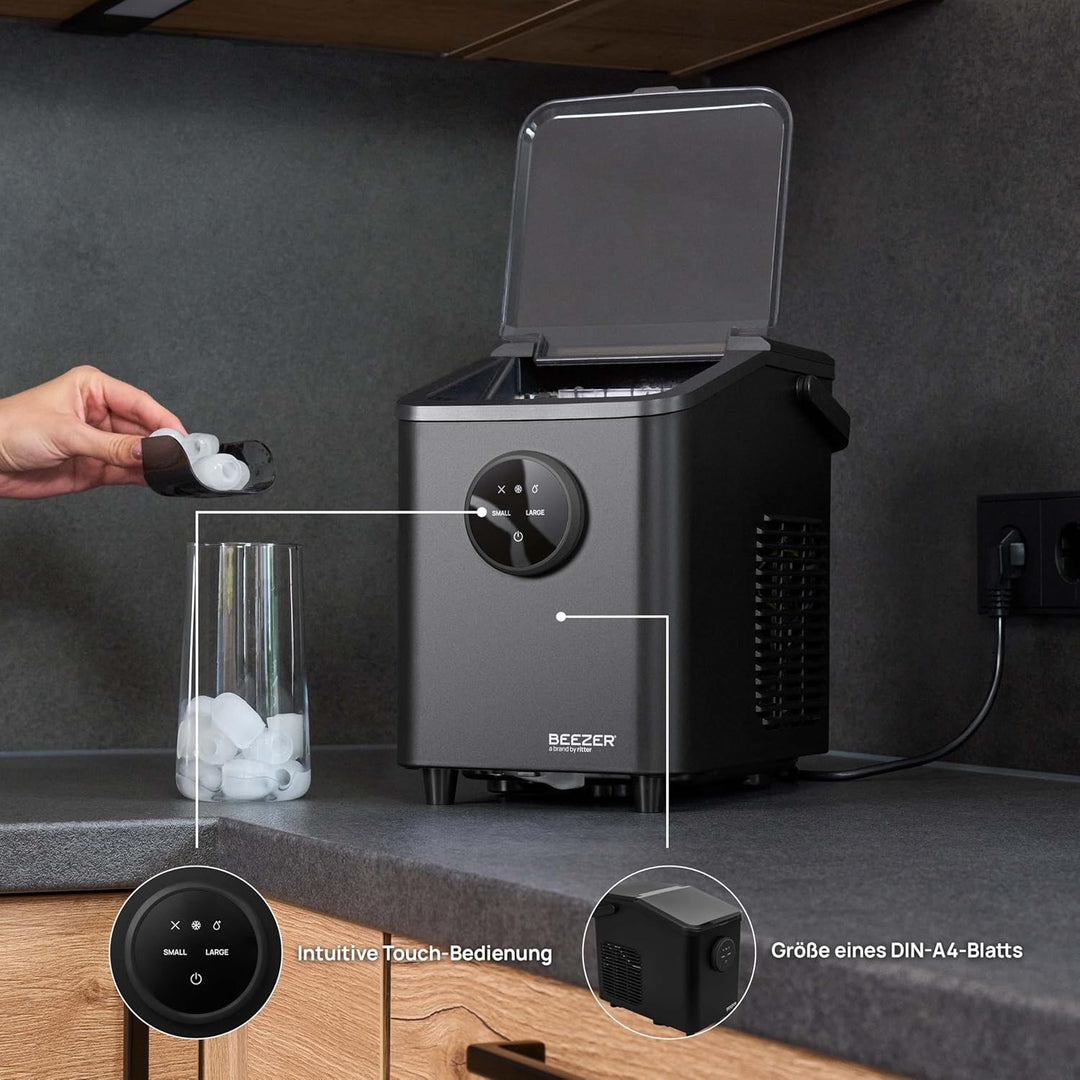 BEEZER® IceCube mini Eiswürfelmaschine - Eiswürfel jederzeit, Kompakte &amp; tragbare Eiswürfelmaschine