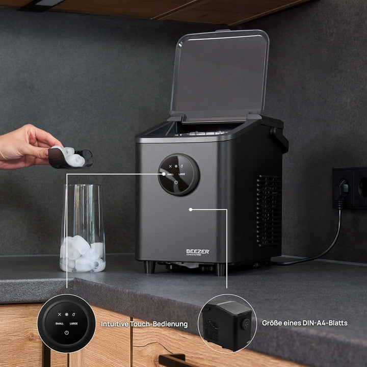 BEEZER® IceCube mini Eiswürfelmaschine - Eiswürfel jederzeit, Kompakte &amp; tragbare Eiswürfelmaschine