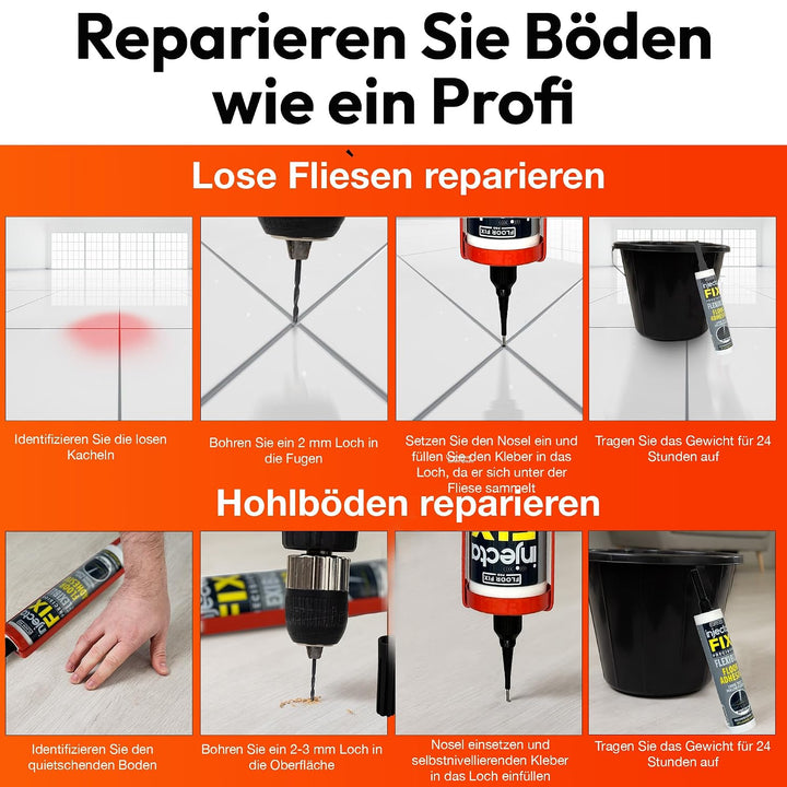 Precision Von Floor-Fix Pro: Befestigt Lose Fliesen – Für Lose Und Hohle Fliesen, Holz, LVT Und Lami