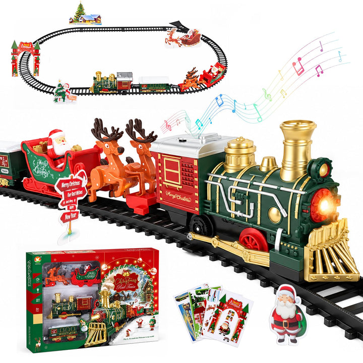 Weihnachtsbaum Zug, Elektrisch Weihnachts Eisenbahn Spielset für Kinder mit Sound und 4pcs decorativ