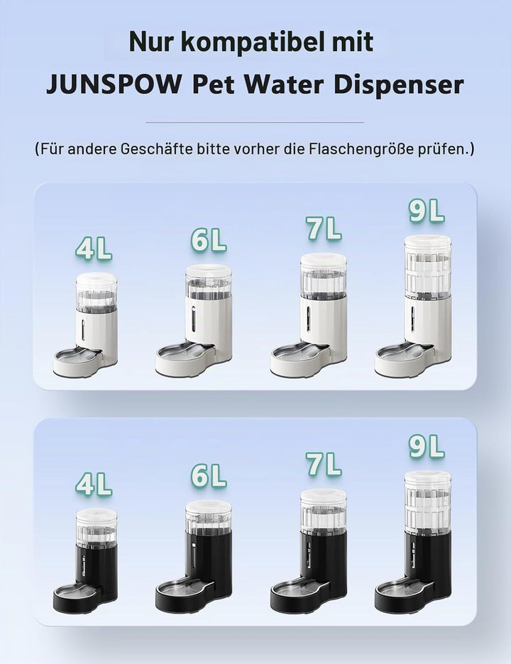 JUNSPOW 4L Automatischer Filter-Wasserspender für Hunde &amp; Katzen 4L+Filter-Schwarz Schwarz, 4L+Filte