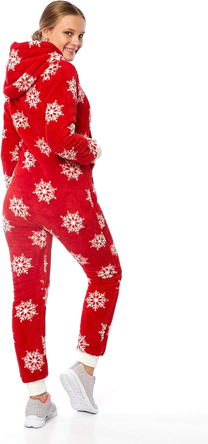 Crazy Age Teddyfleece Teddyfell mit Muster Jumpsuit flauschig und kuschelig One Piece Overall warm M