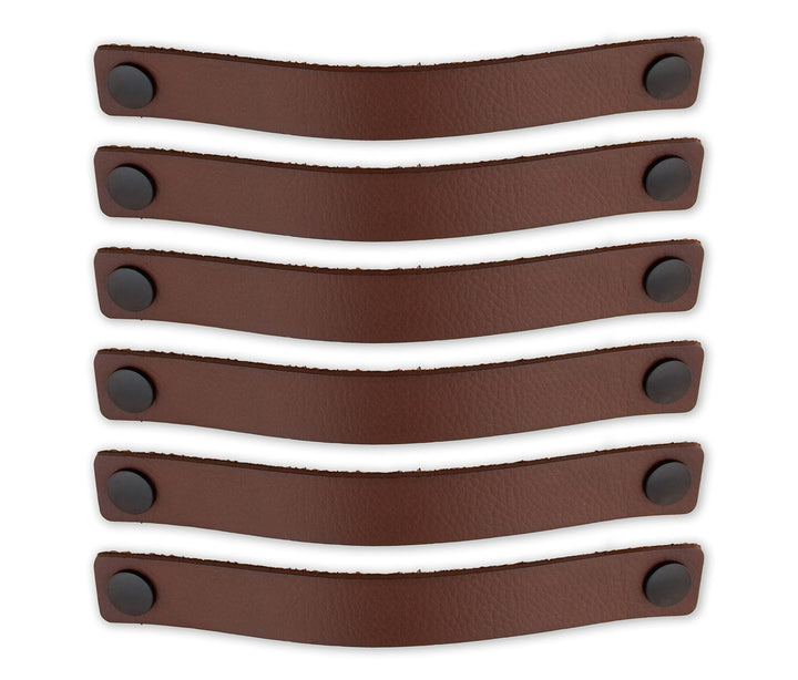 Brute Strength - Ledergriffe für Möbel - Cognac - 6 Stück - 25 x 3 cm - Schrankgriff, Türgriff für K