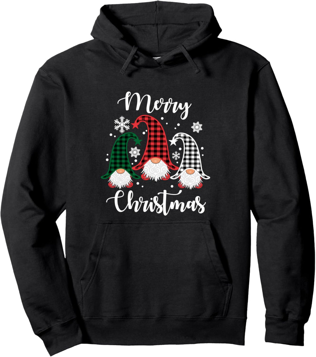 Drei Zwerge Buffalo Plaid Weihnachtsschneeflocken Pullover Hoodie