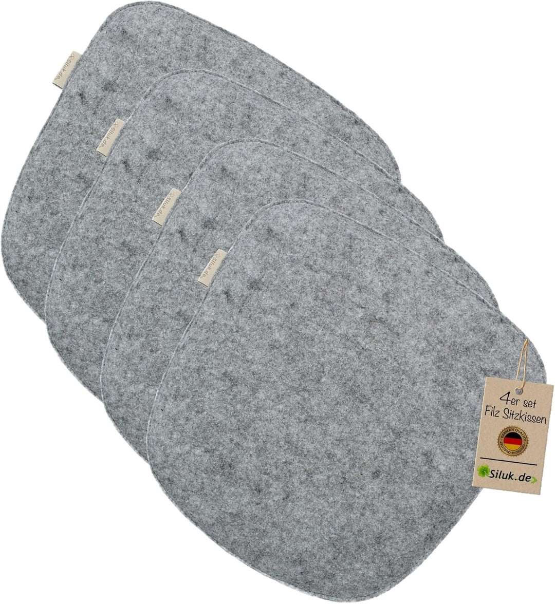 SILUK gemütliches Sitzkissen aus Filz 40cm x 40 cm - Komfortable Waschbare - 4er Set Grau I Schwarz