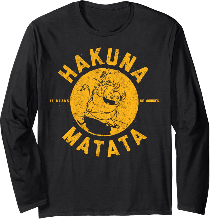 Disney Lion King Distressed Hakuna Matata Stamp Langarmshirt