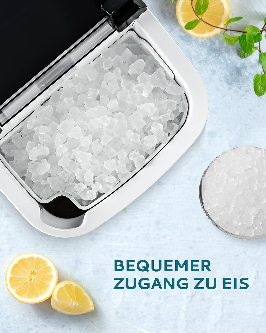 EUHOMY Eiswürfelmaschine, 15kg/24h, Herstellung in 6 Minuten, Crushed Ice Maker, Nuggets Ice, Automa