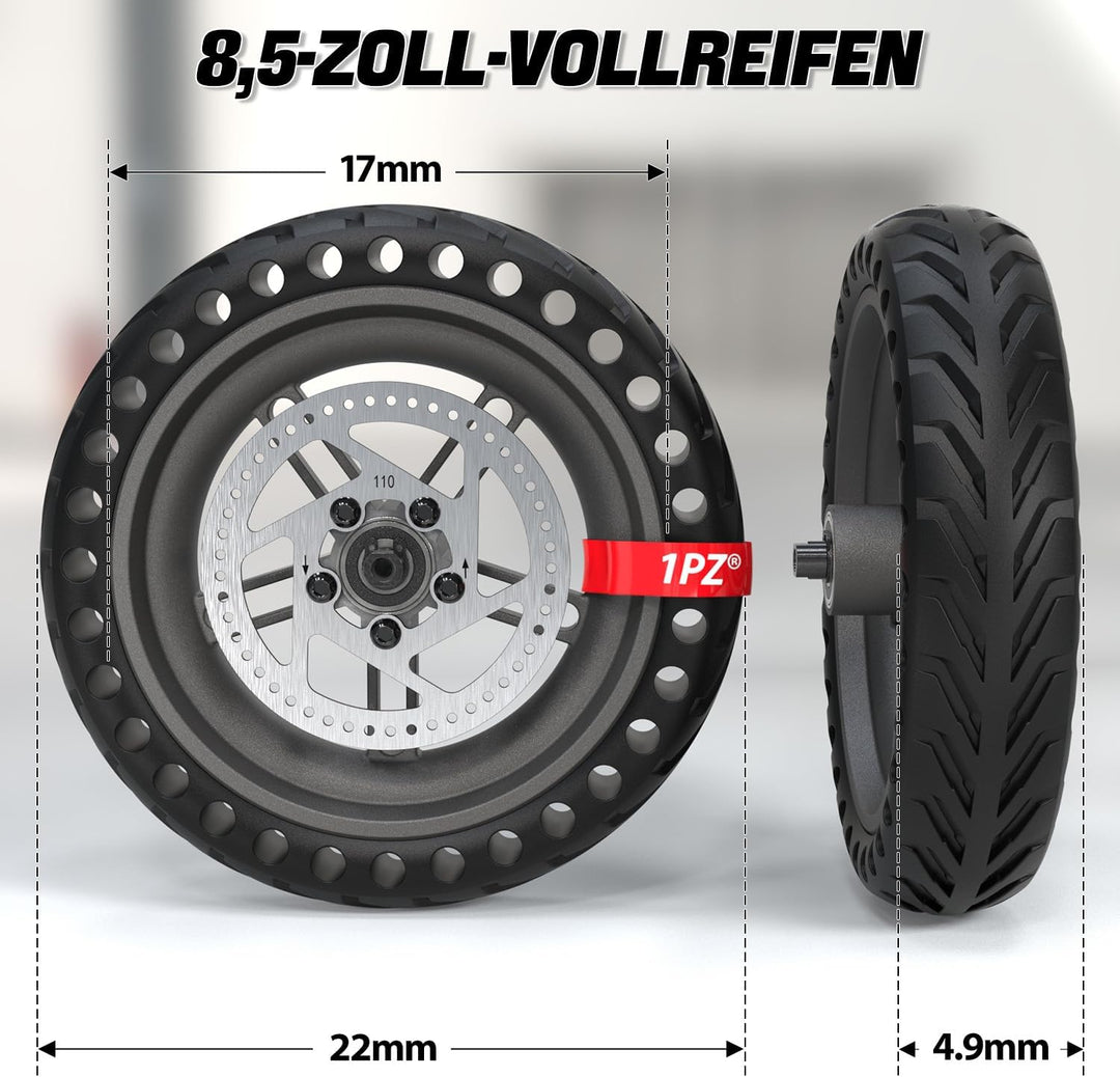 1PZ FG8-C4D 8.5 Zoll Vollgummireifen mit Nabe und Bremsscheibe Ersatz für Xiaomi M365 Elektroroller