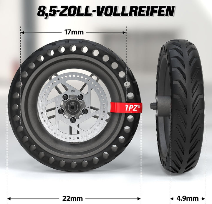 1PZ FG8-C4D 8.5 Zoll Vollgummireifen mit Nabe und Bremsscheibe Ersatz für Xiaomi M365 Elektroroller