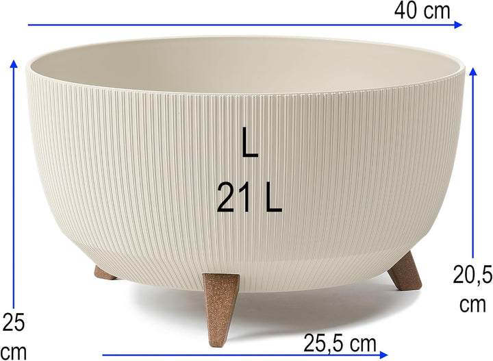 MELTOM Blumentopf Schale mit Füssen Einsatz Kräutertopf Übertopf Pflanzschale Eco Recycled (Baumwoll