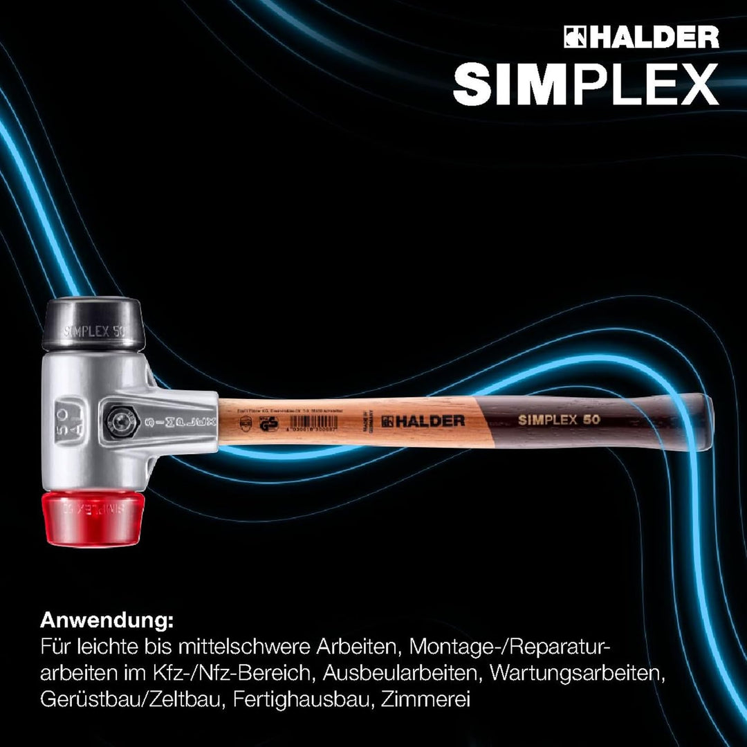 SIMPLEX-Schonhammer, Gummikomposition/Plastik; mit Aluminiumgehäuse und hochwertigem Holzstiel | D=5