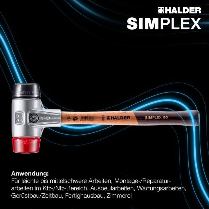 SIMPLEX-Schonhammer, Gummikomposition/Plastik; mit Aluminiumgehäuse und hochwertigem Holzstiel | D=5