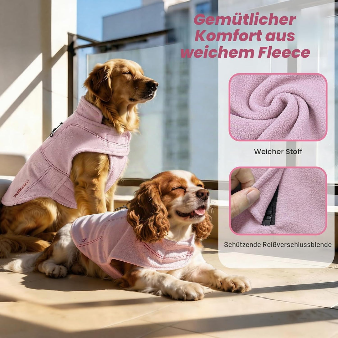 VIVAGLORY Wintermantel Hund Softpad Fleecejacke Hundemantel, XS, Rosa XS(Brust: 37-44cm, Hals: ~25cm