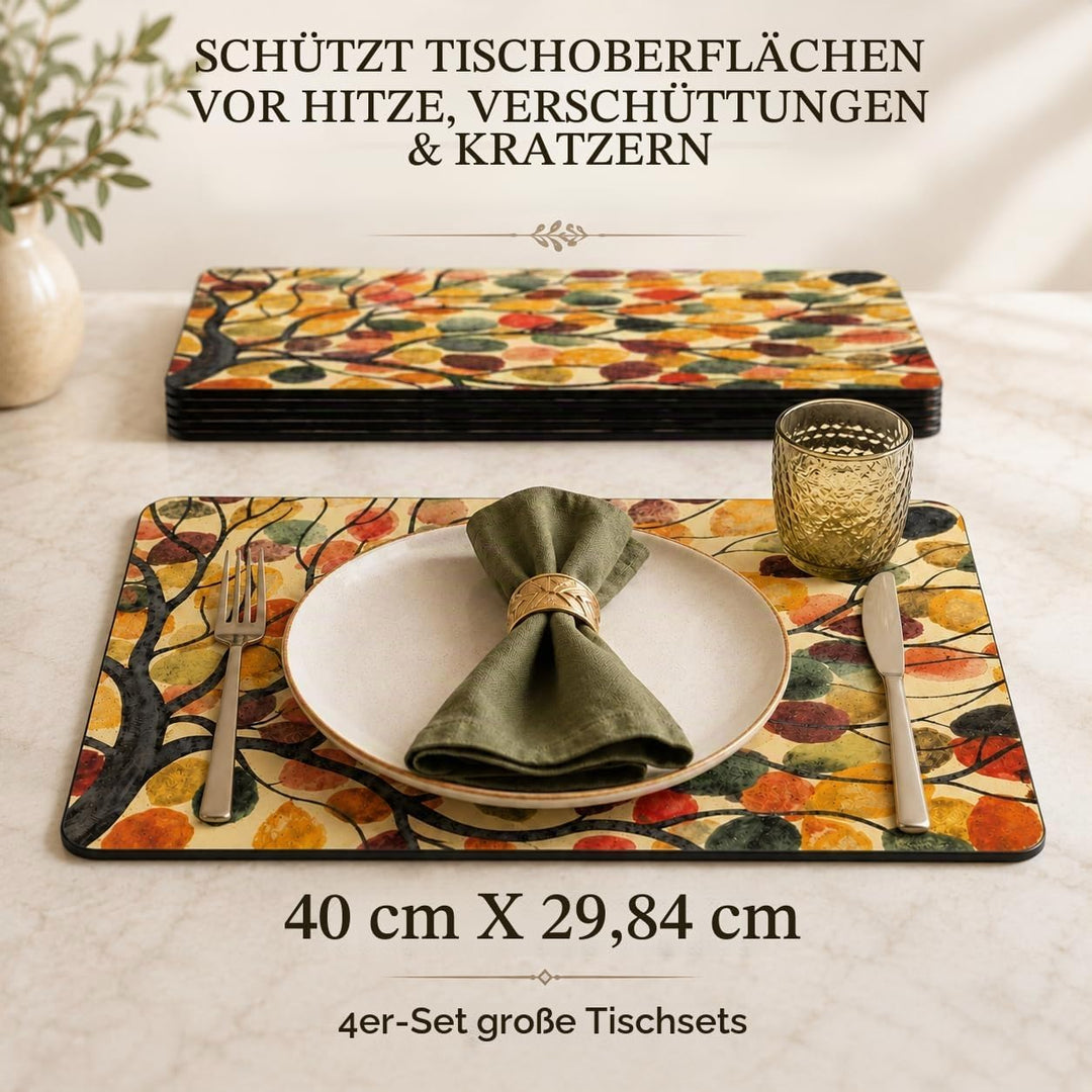 Pimpernel Tischsets, MDF mit Kork-Rückseite, Motiv tanzende Zweige, 16 x 20 Zoll, mehrfarbig, 4er-Se
