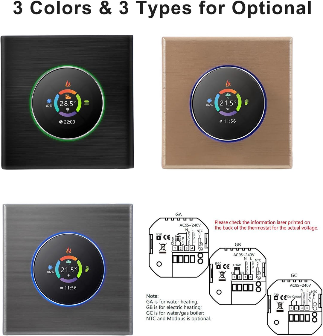 Smart WiFi Thermostat for Water/Gas Boiler, Programmable Button Control Per Week/Mobile App/Voice Co