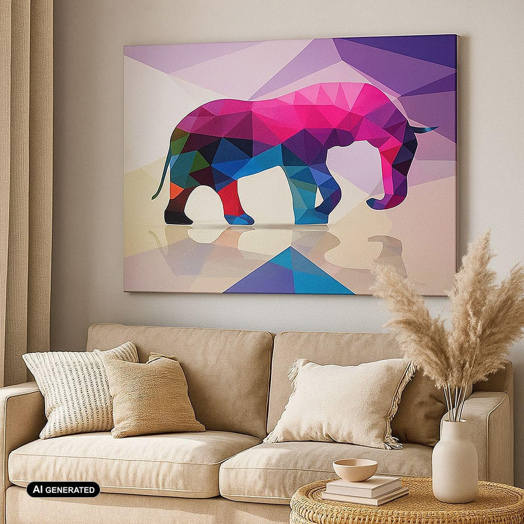 Bilder auf Leinwand Elefanten Illustration Bunt Leinwandbild 70x50cm Wandbilder Dekoration Wohnzimme