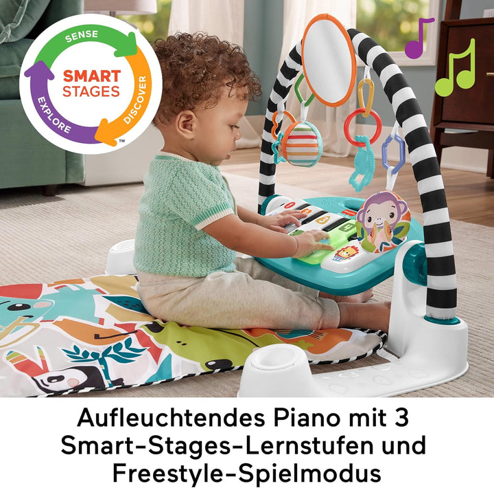 Fisher-Price Kontrast Kick &amp; Play Pianospieldecke für Babys, Spielspass Pianospieldecke, tragbares M