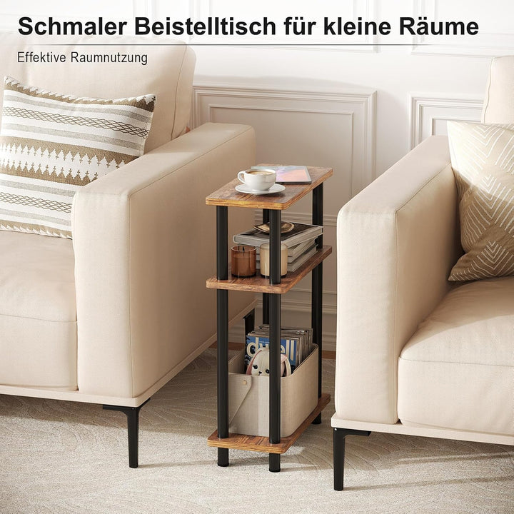 YOUDENOVA Beistelltisch Holz, Beistelltisch Schmal, 40x18x61.5 cm, 3 Tier Kleiner Tisch Für Wohnzimm