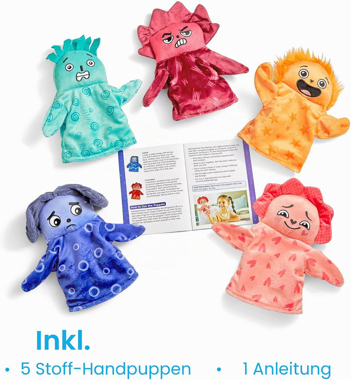 Learning Resources Feelings Family Handpuppen-Set, ab 18 Monaten, 5 Emotionen: Geliebt, Nervös, Frus
