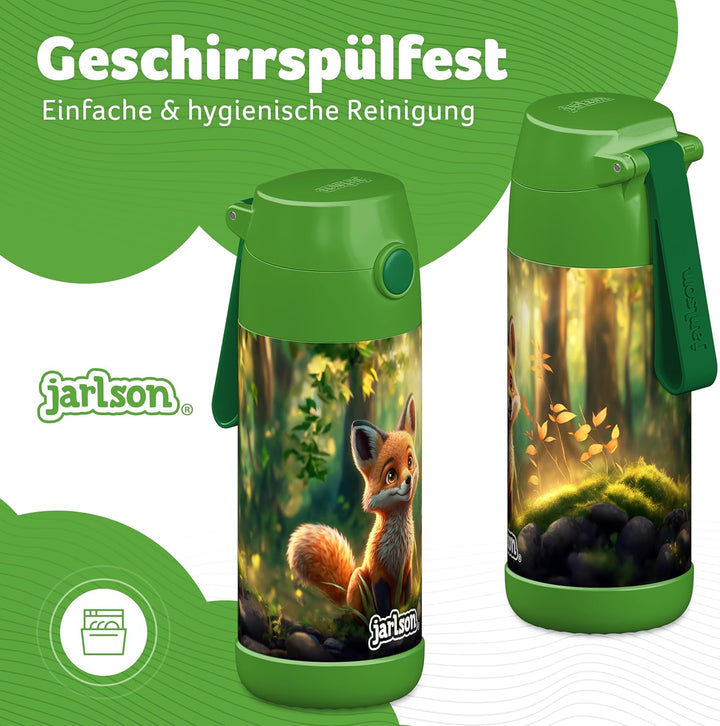 Jarlson® Trinkflasche Kinder Edelstahl MALI [THERMOSFLASCHE] - Kindertrinkflasche Auslaufsicher - Th