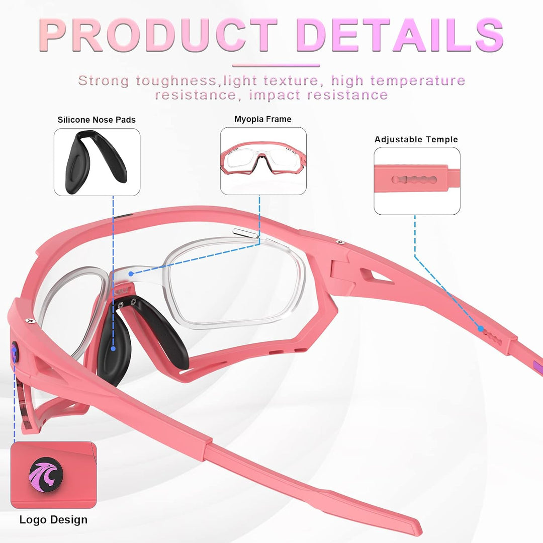 X-TIGER Fahrradbrille selbsttönend Sonnenbrille Herren Damen TR90 Rahmen UV400 Schutz Photochromatis