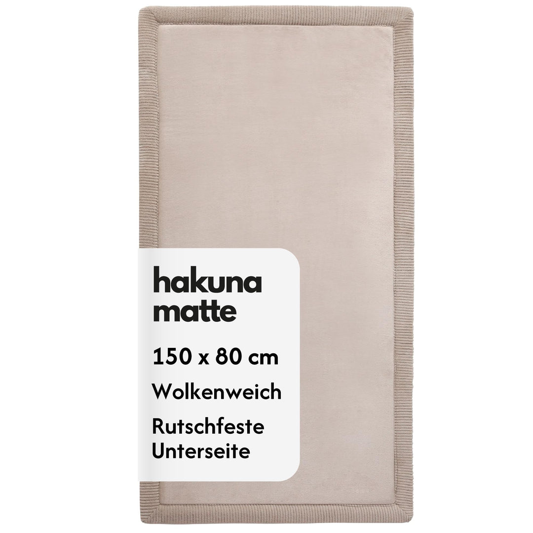 Wolkenweiche Samtmatte-Spielmatte Baby 150x80x2,5cm, grau – Kinderteppich mit hochwertigem Memory-Sc