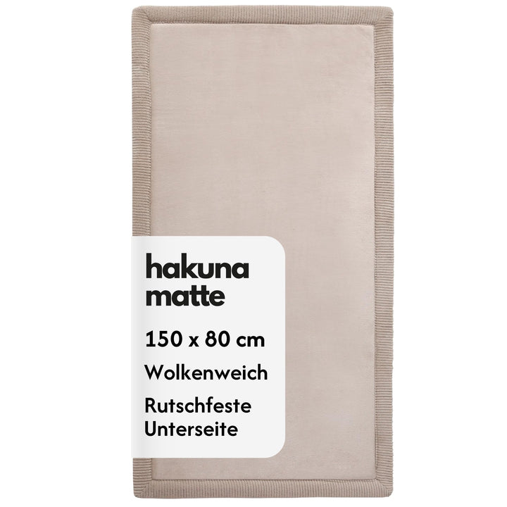 Wolkenweiche Samtmatte-Spielmatte Baby 150x80x2,5cm, grau – Kinderteppich mit hochwertigem Memory-Sc