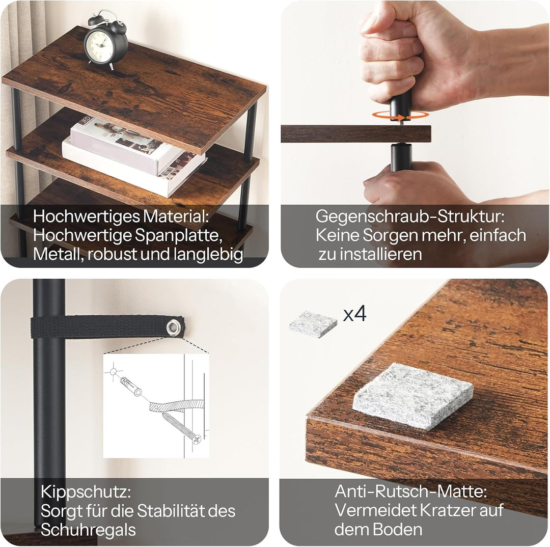 HOOBRO Vertikales Schuhregal, 8-lagiges Schuhregal, schmales Schuhablage, Schuhschrank, Schuhständer