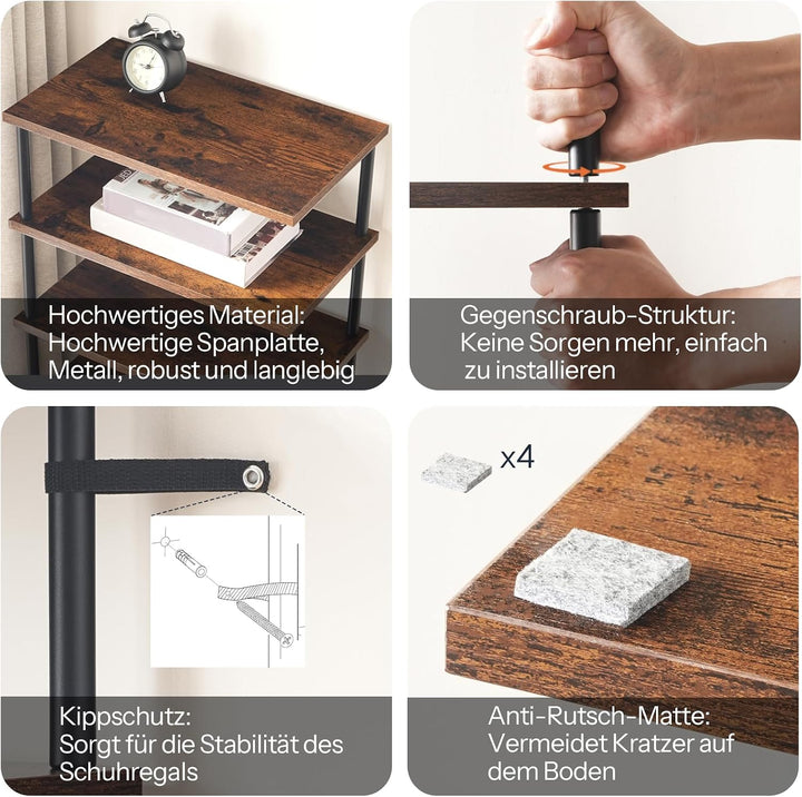 HOOBRO Vertikales Schuhregal, 8-lagiges Schuhregal, schmales Schuhablage, Schuhschrank, Schuhständer