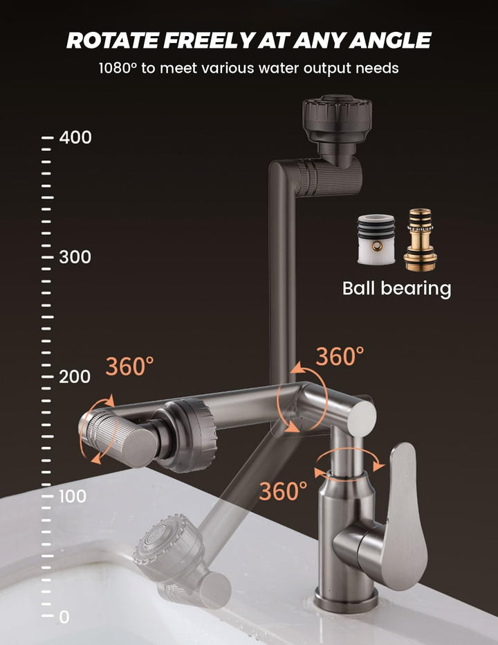 MIDINGCHAI Wasserhahn Bad, Wasserhahn Bad Hoch, 1080 Grad Drehbarer Wasserhahn mit Schlauch, Ideal S