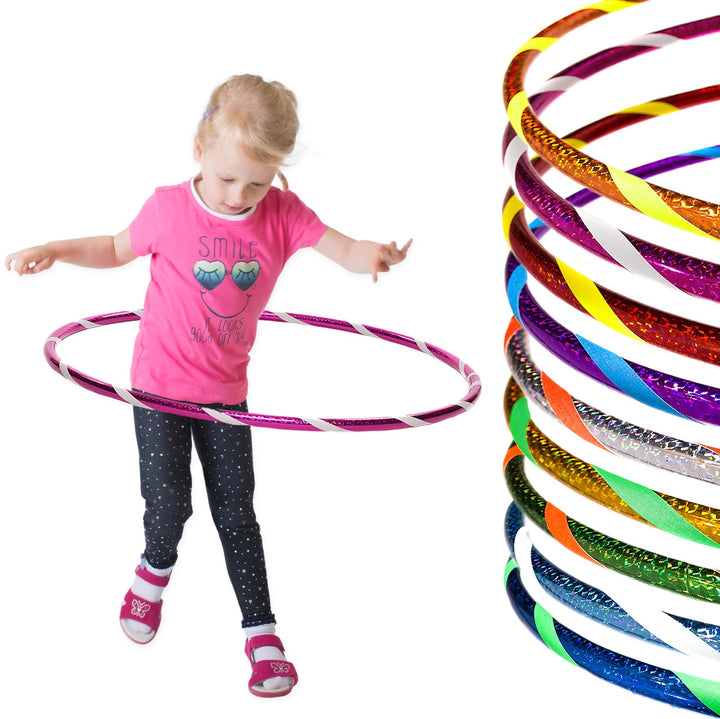 Funny Kinder Hula Hoop Reifen mit Hologramm-Muster Ø80cm Hologramm-Pink-Weiss, Ø80cm Hologramm-Pink-