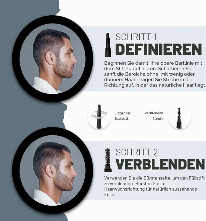 VOID Homme Bartstift (4er-Set, Dunkelbraun) Bartfüller und Bartstift, Bartfarbe Schwarz, Füllen und