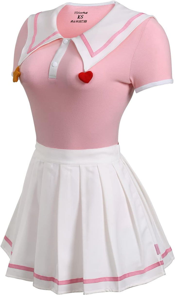 CutiePlusU Baumwoll Strampler Einteiler für Erwachsene Cosplay Goodnight Einteiler Rock-Set Rosa XS,