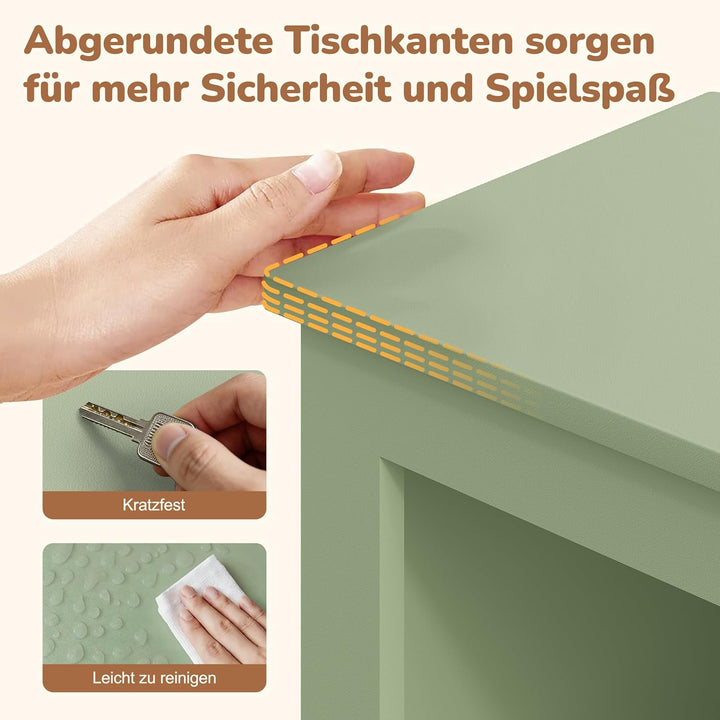YOUDENOVA Kinderregal, Kinderzimmer Möbel mit 3 Boxen, Spielzeug Aufbewahrung auf Rollen, 102,2x33x6