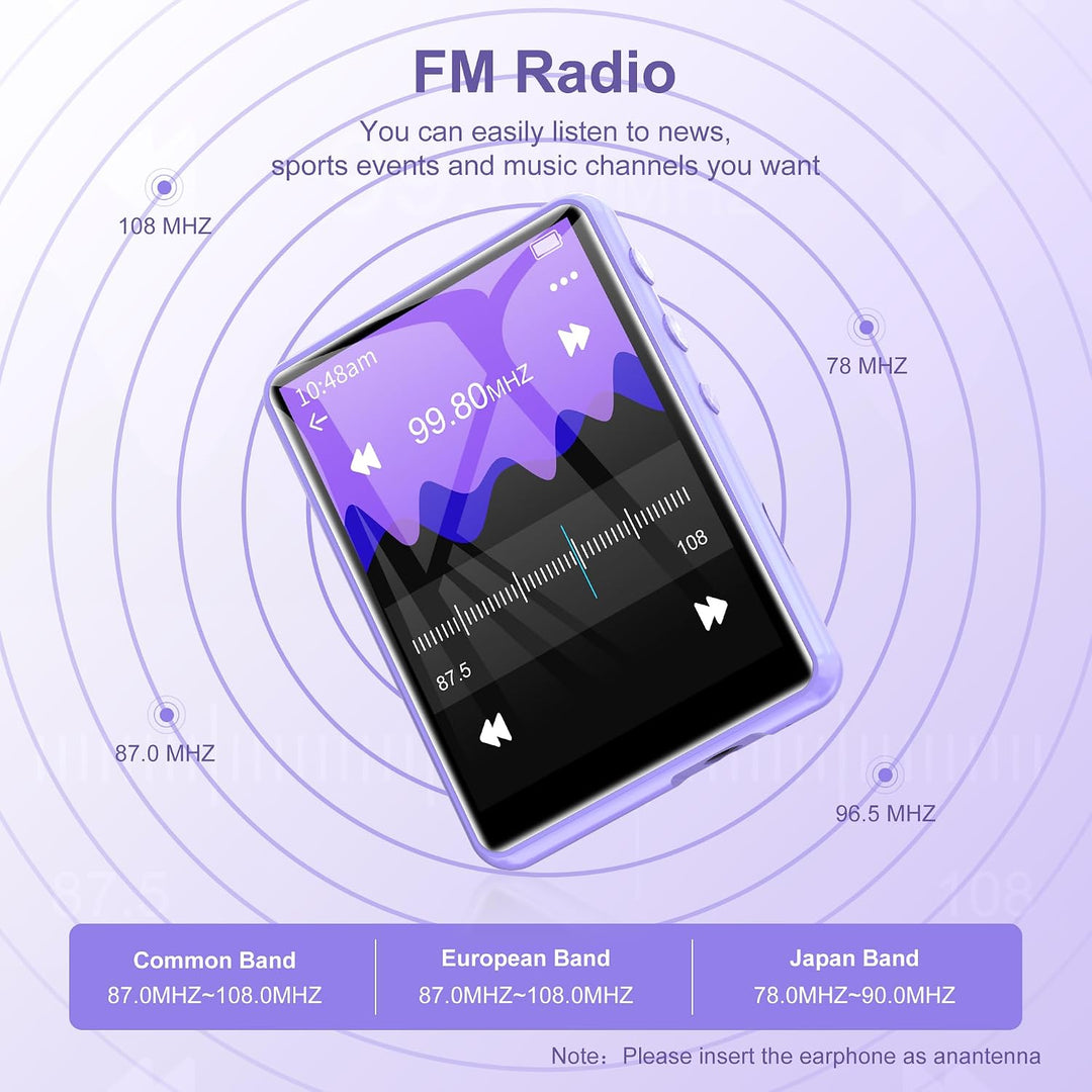 SWOFY 64GB MP3 Player Bluetooth 5.3, HiFi Musikplayer mit 2,4 Zoll Touchscreen, Integrierter Lautspr