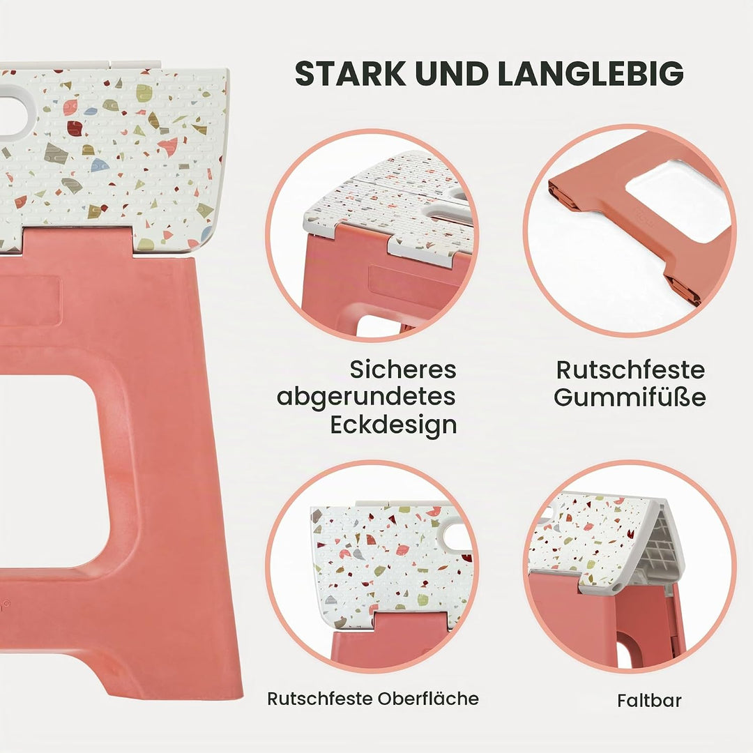 Vigar Kompakte Tritthocker Klappbar für Erwachsene, 27 cm, Klapphocker Faltbar 150 kg rutschfest, Le